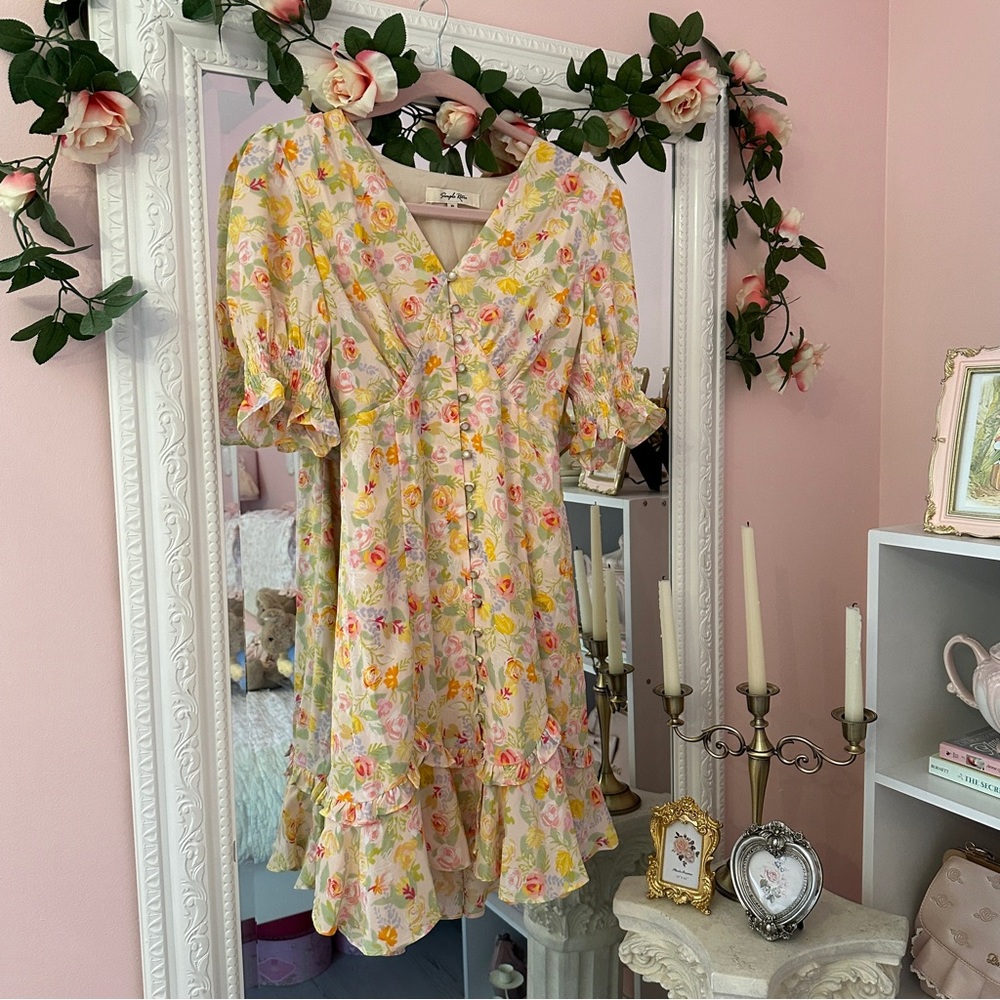 Floral simple retro dress NWOT